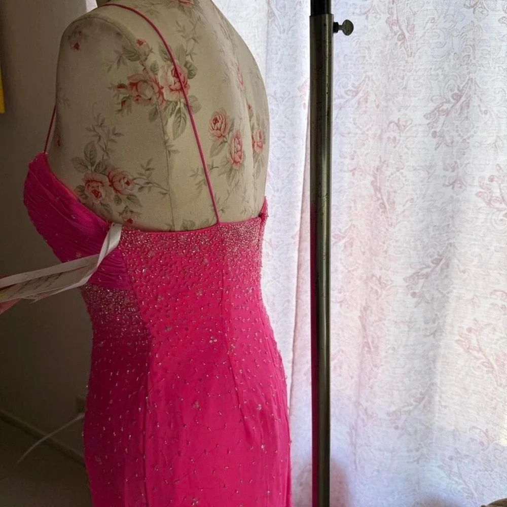 xcite pink fairy beaded silk prom dress‎ womens 10 - Picture 5 of 7